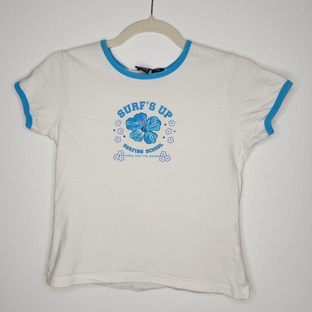 Vintage Surfs Up Ringer Surfing Youth Kids Basic Edition 14/16 Boho Hippie